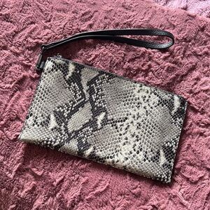 Ted Baker Snake Print Wristlet Clutch in Neutral Tones